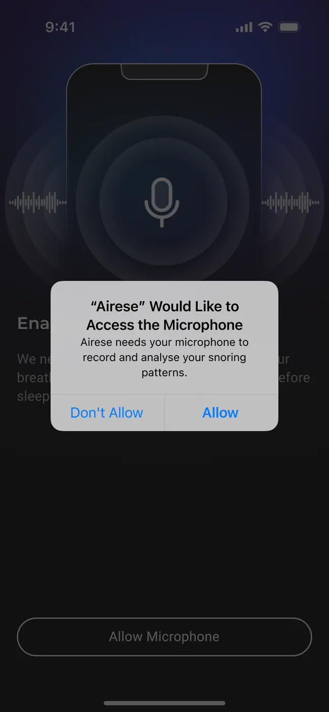Airese: Sleep Apnea Screener — Microphone permission