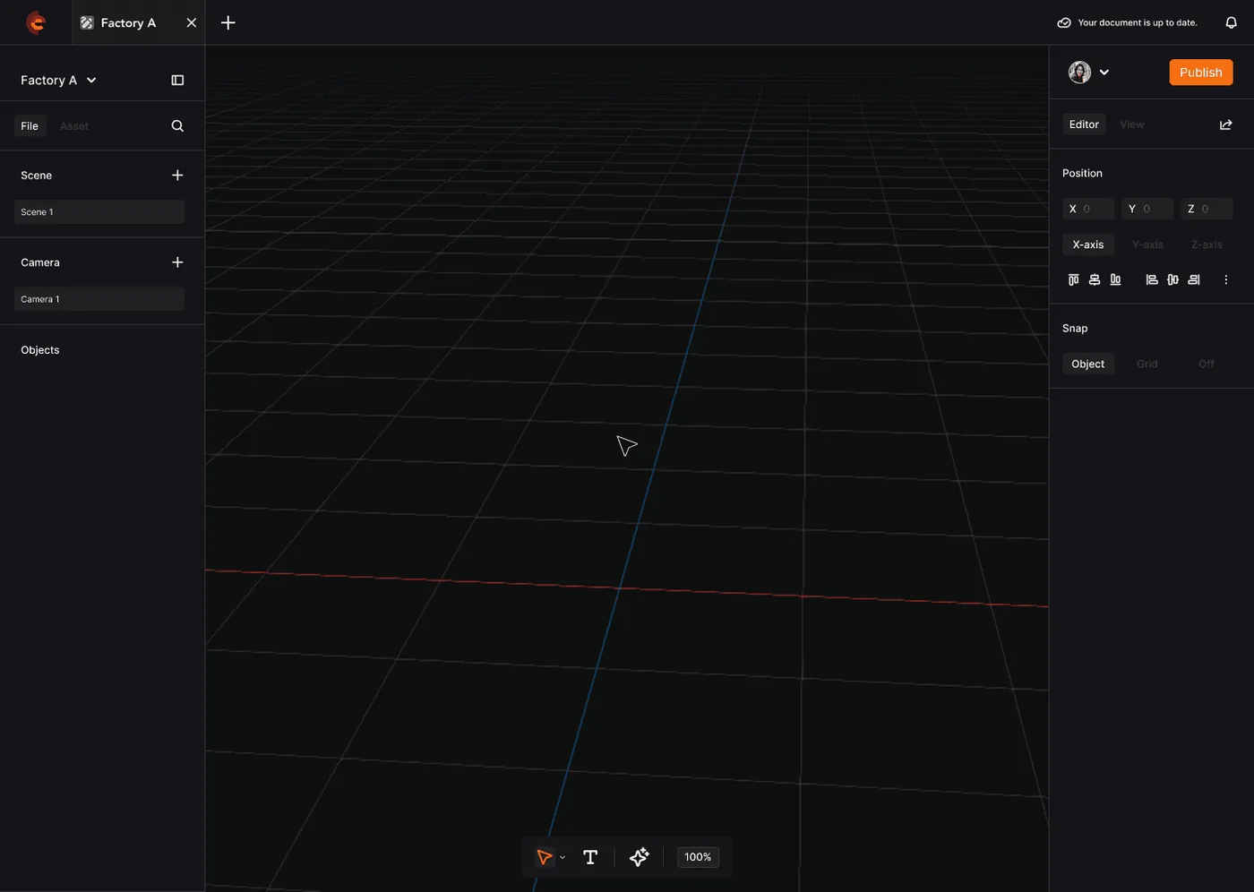 Spatialworks Digital Twin — Scene editor, empty canvas