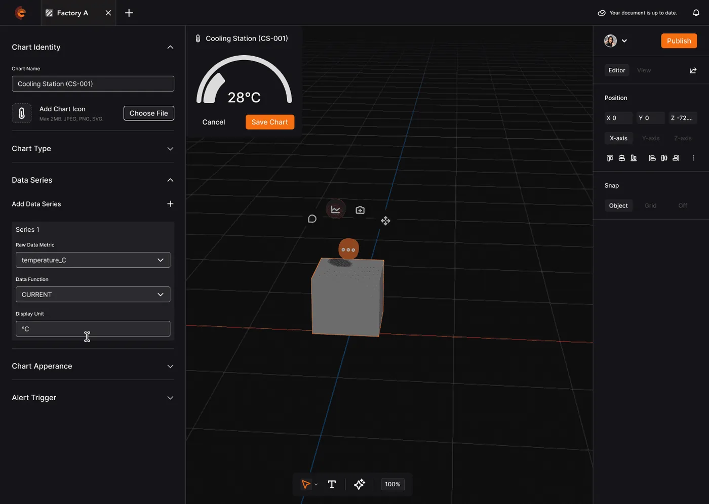 Spatialworks Digital Twin — Data series binding to live sensor