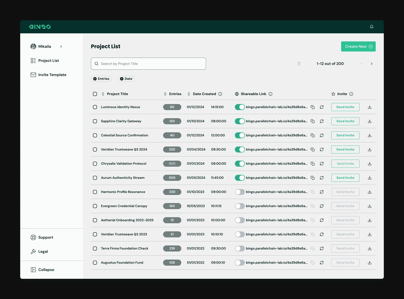 BINGO Admin Console — after