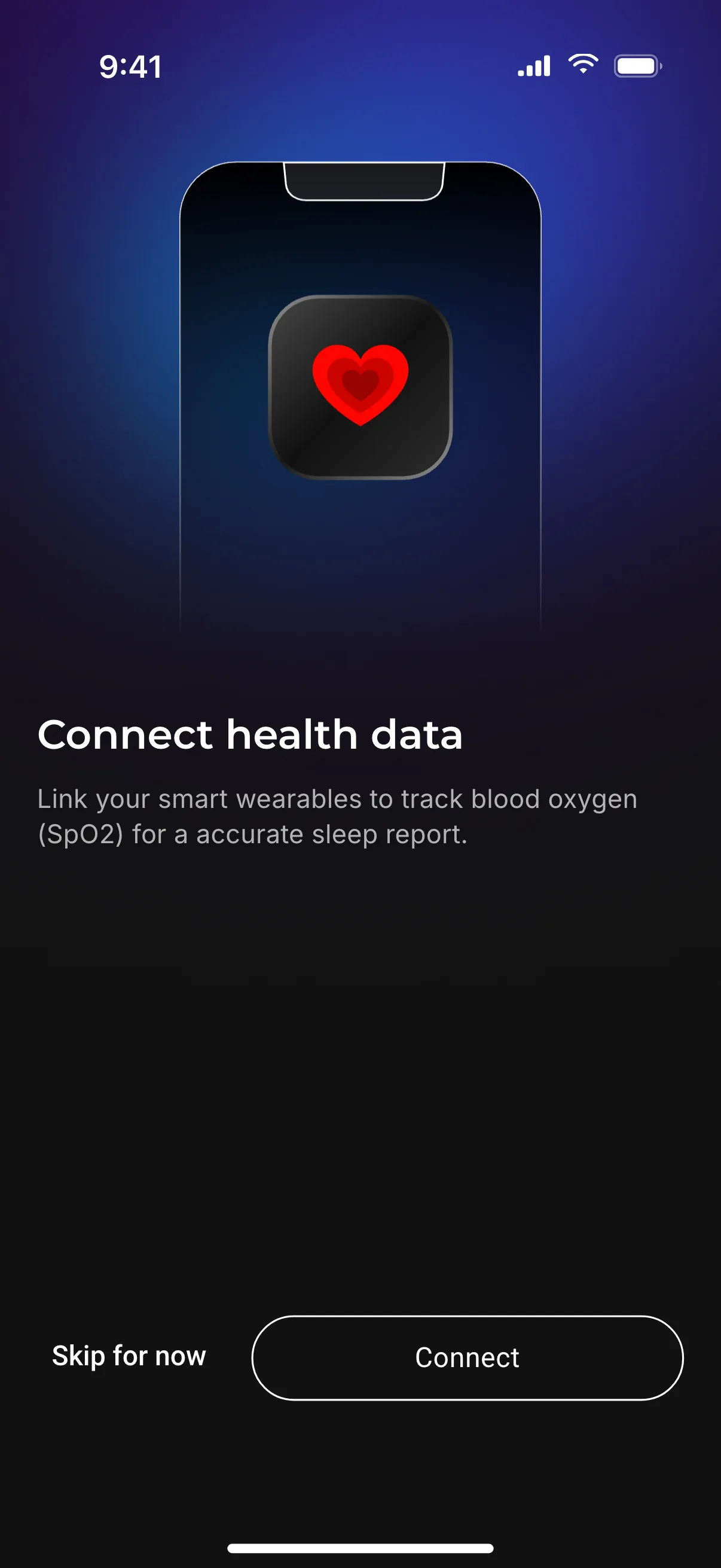Airese onboarding, connecting Apple Health or Health Connect